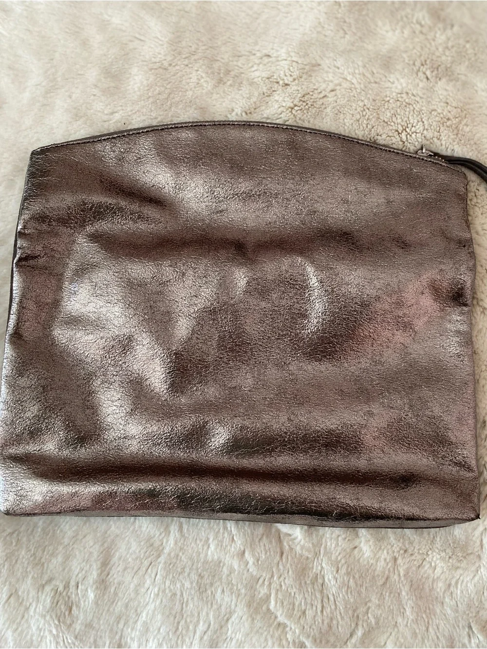 Banana Republic metallic leather foldover zip closure clutch/pouch